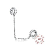 925 Silver CZ Safety Chain Charms Beads for Jewelry Making