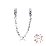925 Silver CZ Safety Chain Charms Beads for Jewelry Making
