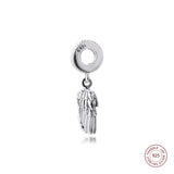 925 Silver Club Angel Wings & Heart Charms Beads DIY Jewelry