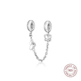 925 Silver Decorative Butterflies Safety Chain Charms Beads