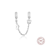 925 Silver Decorative Butterflies Safety Chain Charms Beads