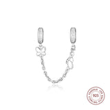 925 Silver Decorative Butterflies Safety Chain Charms Beads