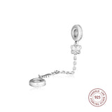 925 Silver Decorative Butterflies Safety Chain Charms Beads
