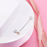 925 Sterling Silver Family Heart Safety Chain Charms Beads DIY Jewelry Making