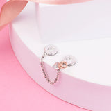 925 Sterling Silver Family Heart Safety Chain Charms Beads DIY Jewelry Making