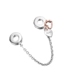 925 Sterling Silver Family Heart Safety Chain Charms Beads DIY Jewelry Making