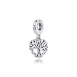 925 Sterling Silver Heart Family Tree Dangle Charms for Bracelet