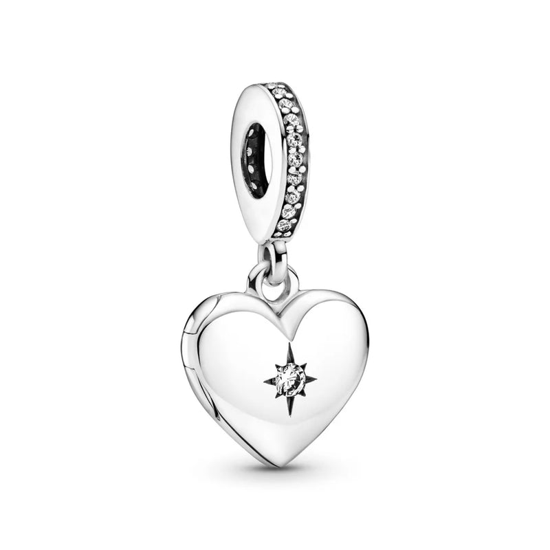 925 Silver Heart Locket Dangle Charm Beads for Jewelry Making