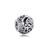 925 Silver Openwork Sun Stars & Moon Charms Metal Beads