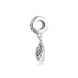 925 Silver Pink Family Tree Dangle Charm Bead for Jewelry Making