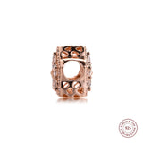 925 Sterling Silver Rose Snowflake Pave Charms for DIY Jewelry Making