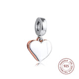 925 Sterling Silver Sparkling Heart Dangle Charms Clear CZ Beads