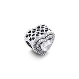 925 Silver Heart Charms Clear CZ Beads for Jewelry Making