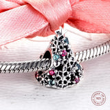 925 Sterling Silver Christmas Tree Charms Crystal Beads for Jewelry Making