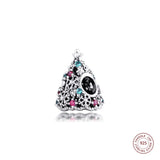 925 Sterling Silver Christmas Tree Charms Crystal Beads for Jewelry Making