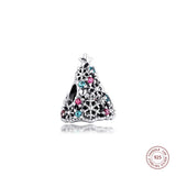 925 Sterling Silver Christmas Tree Charms Crystal Beads for Jewelry Making