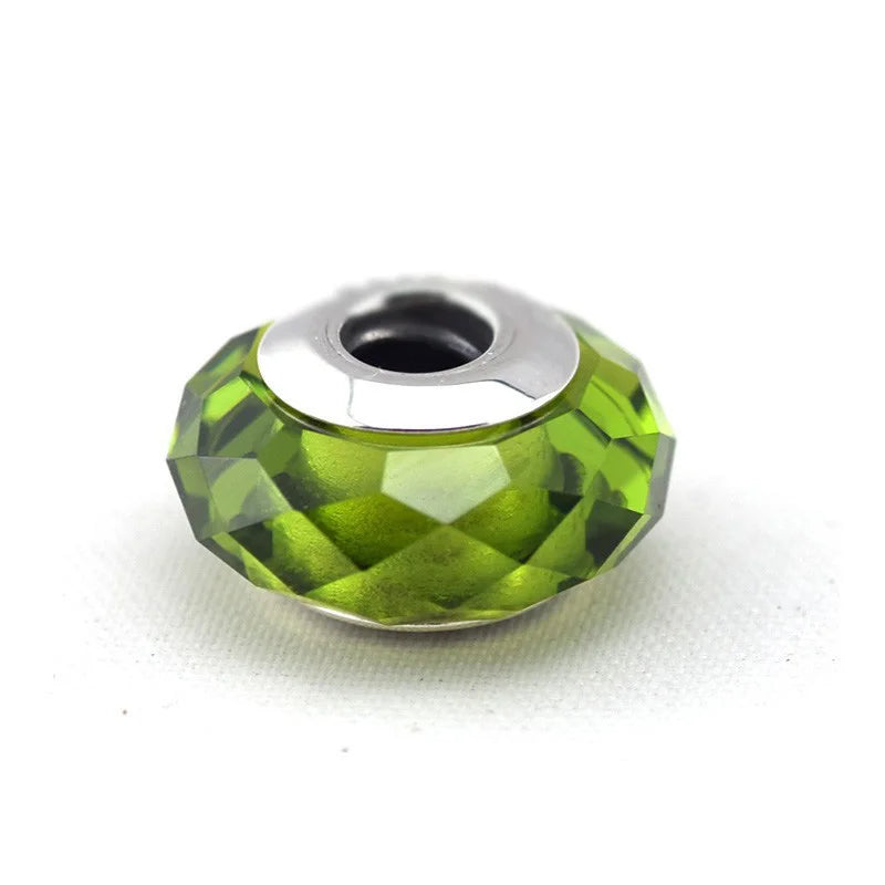 925 Silver Abstract Green Glass Beads DIY Jewelry Making