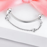 925 Sterling Silver Flower Safety Chain Beads for Bracelet Charms