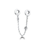 925 Sterling Silver Flower Safety Chain Beads for Bracelet Charms