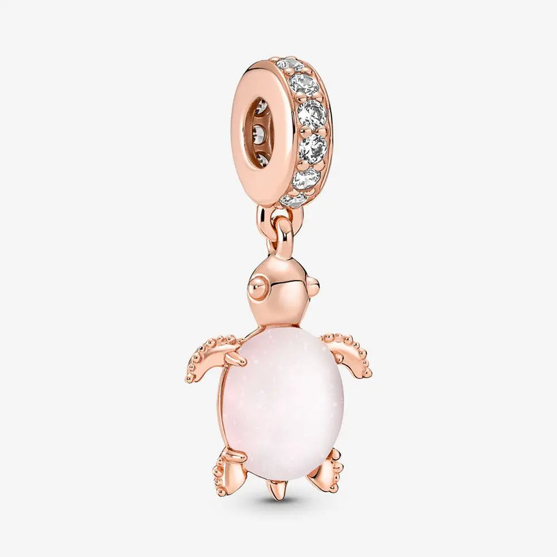 Europe Bracelet Femme 925 Silver Sea Turtle Dangle Charms Crystal Beads