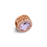 925 Silver Lavender Radiant Hearts Charm Bead for Jewelry Making