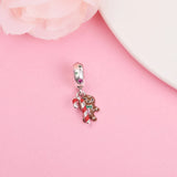 925 Sterling Silver Gingerbread Man Dangle Bead for Bracelet - Winter Charm