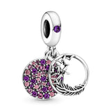 925 Sterling Silver Pave Feather Dangle Beads for Jewelry Making