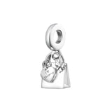 925 Sterling Silver Shopping Bag Dangle Bead for Jewelry Making Women