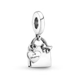 925 Sterling Silver Shopping Bag Dangle Bead for Jewelry Making Women