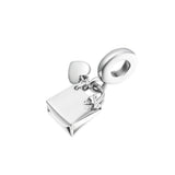 925 Sterling Silver Shopping Bag Dangle Bead for Jewelry Making Women