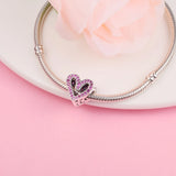 925 Sterling Silver Red Ruby Heart Beads for Jewelry Making