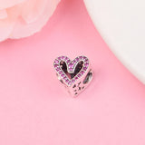 925 Sterling Silver Red Ruby Heart Beads for Jewelry Making