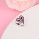925 Sterling Silver Red Ruby Heart Beads for Jewelry Making