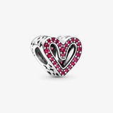 925 Sterling Silver Red Ruby Heart Beads for Jewelry Making
