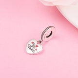 Sterling Silver Be Mine Heart Dangle Charm Bead for Jewelry Making