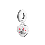 Sterling Silver Be Mine Heart Dangle Charm Bead for Jewelry Making