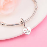 Sterling Silver Be Mine Heart Dangle Charm Bead for Jewelry Making