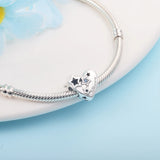 925 Sterling Silver Thankful Heart & Stars Charm Bead for Jewelry Making