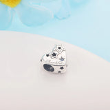 925 Sterling Silver Thankful Heart & Stars Charm Bead for Jewelry Making