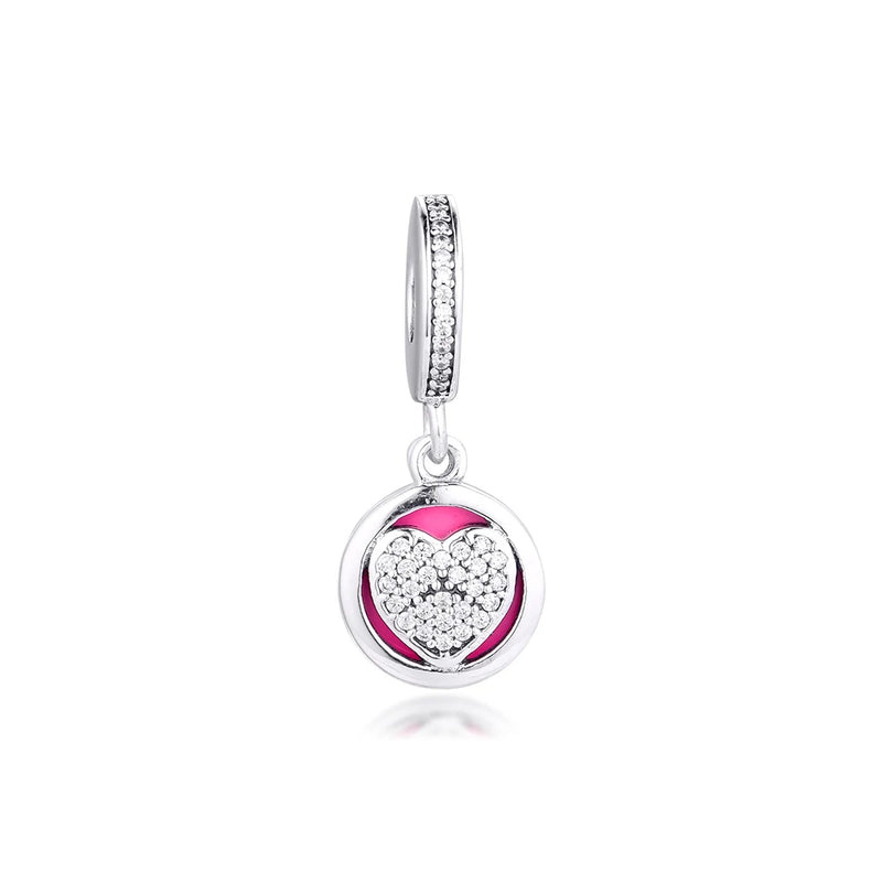 925 Silver Devoted Heart Charms Pendant Beads DIY Jewelry Making