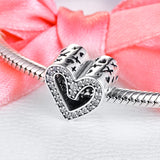 Europe Bracelet Sparkling Heart Charms 925 Sterling Silver Beads