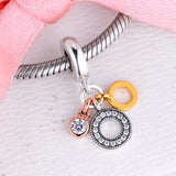 Europe Bracelet Triple Monogram & Logo Dangle Charm 925 Silver Beads