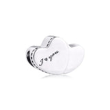 Two Hearts Charms DIY Beads 925 Sterling Silver Women Gift