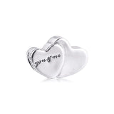 Two Hearts Charms DIY Beads 925 Sterling Silver Women Gift