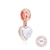 925 Sterling Silver Sparkling Leaves Dangle Charms Crystal Beads