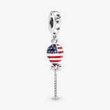 Sterling Silver Charms Stars,Stripes & Bow Dangle Beads for Jewelry Making