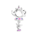 Mrs.Potts & Chip Dangle Charms 925 Silver DIY Beads
