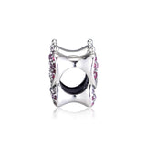 Pink Butterfly Charm 925 Sterling Silver Bangle Bead for Bracelets DIY