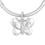 Butterfly Necklace Pendant 925 Sterling Silver Bangle Beads