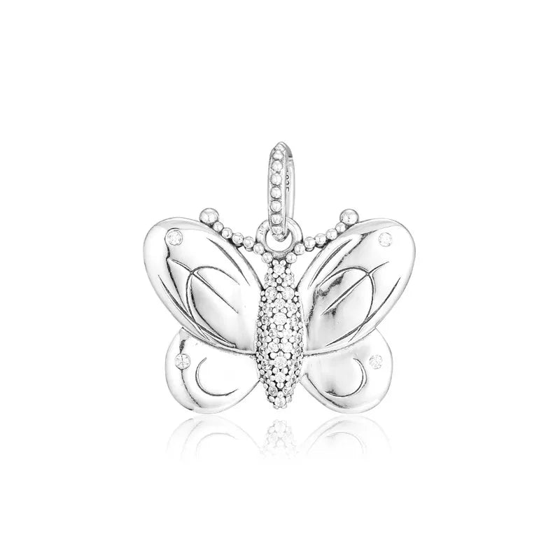 Butterfly Necklace Pendant 925 Sterling Silver Bangle Beads